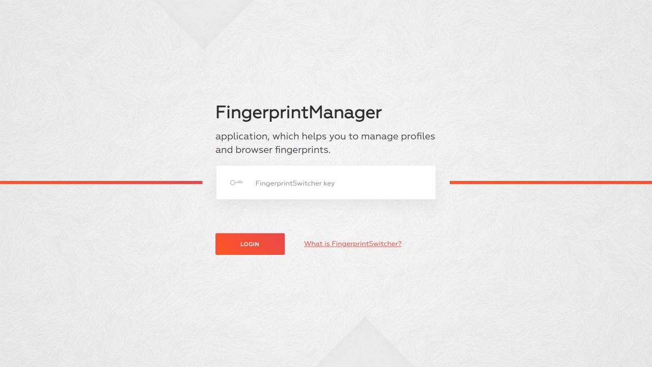 FingerprintManager's real key-entry interface, rendered from the application source with no active key