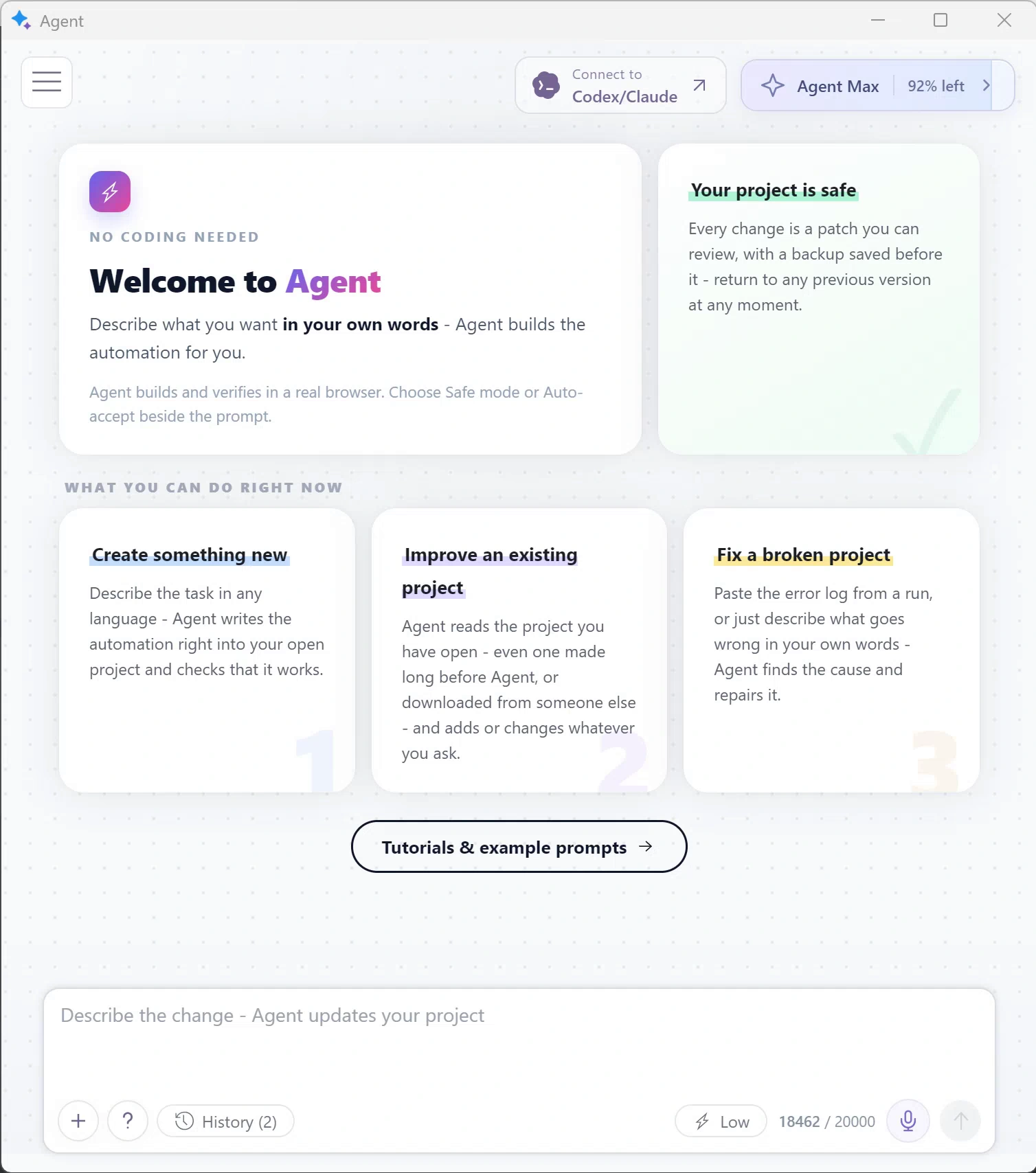 Real BrowserAutomationStudio Agent window